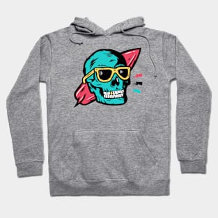 Surfer Skull with Surfboard & Sunglasses Beach Ready Hoodie